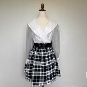 Vintage 80s black and white party dress